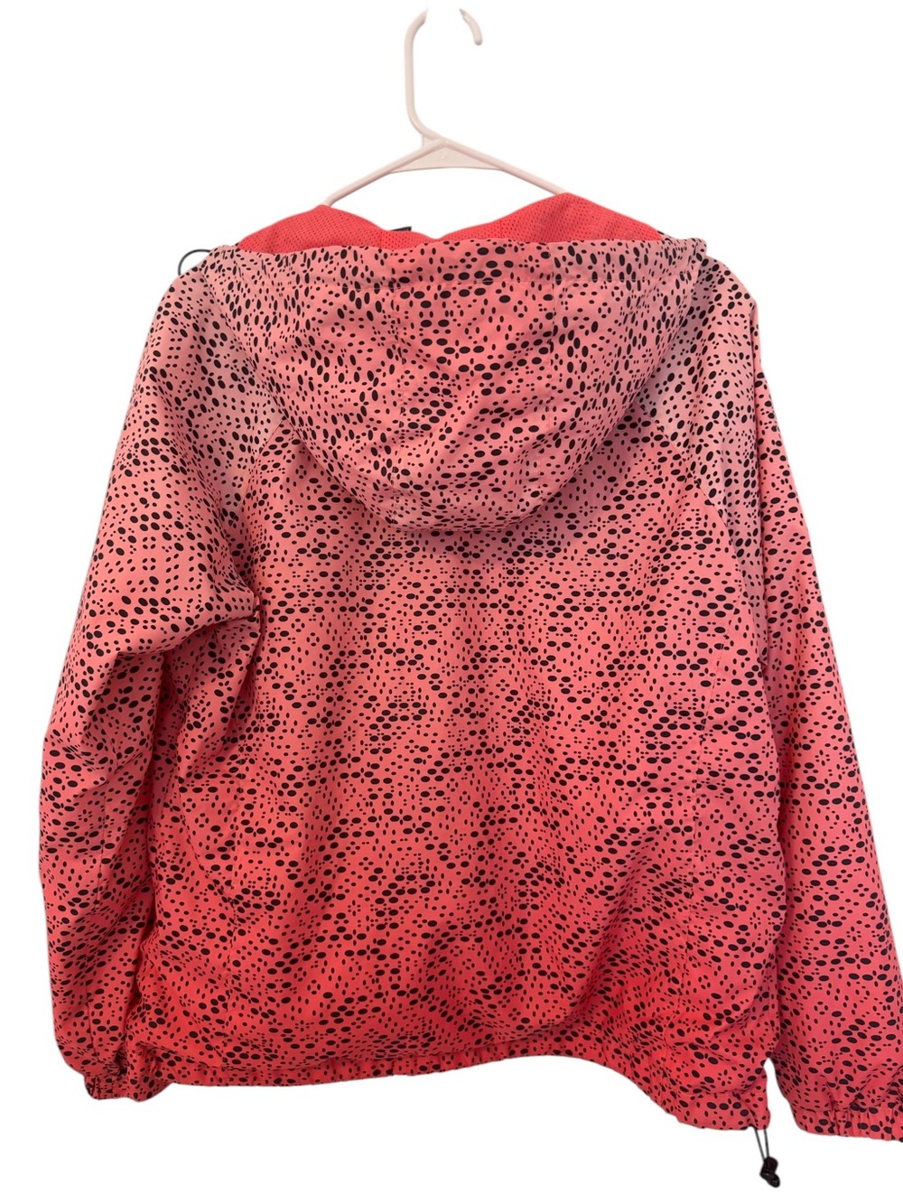 EUC New Balance Pink Black Ombre Spotted Hooded Windbreaker Large - Picture 4 of 7